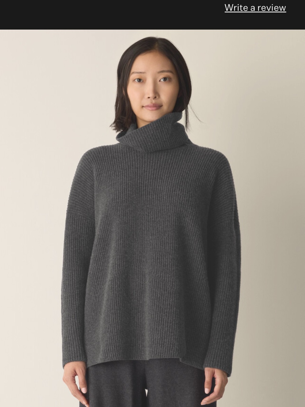 Eileen Fisher Recycled Wool/Cashmere Turtleneck Sweater Boxy Fit RT $378